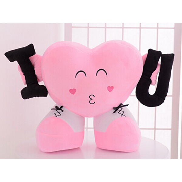 Grabadeal Valentine Heart holding I and U (Pink) - 40 cm